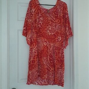 Hawaiian print handmade dress with kimono sleeves